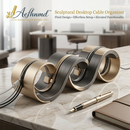 Aefhnmd™ Sculptural Desktop Cable Organizer | Premium Wave Cord Holder & Wire Management | Luxury Metal Desk Accessory for Home & Office Charging Cables, USB Cords, and Power Lines